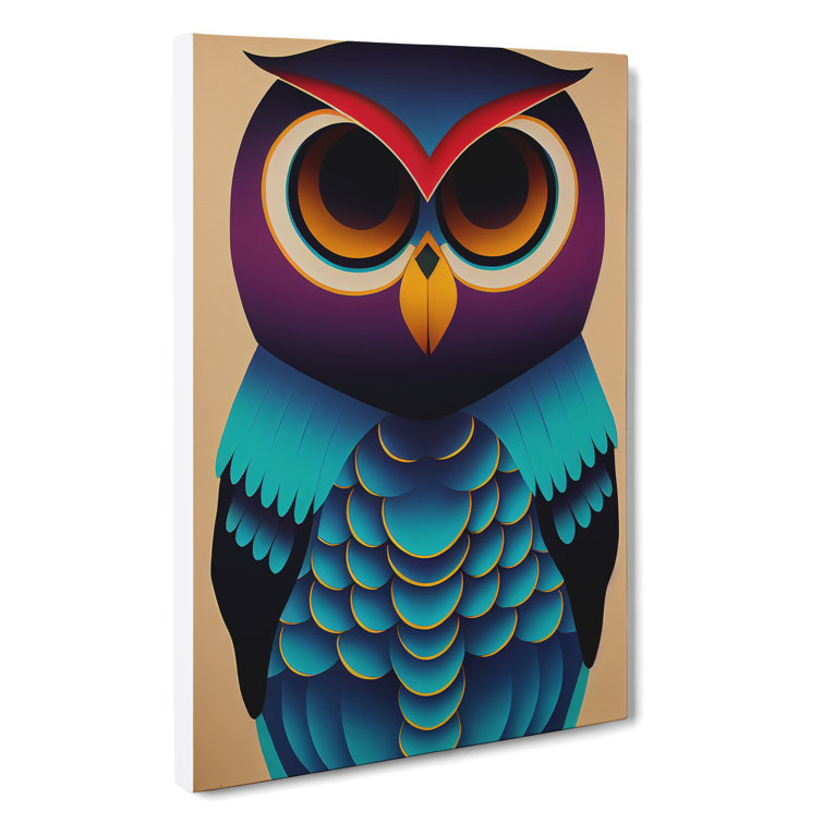 XC1022-1622X Colourful Owl Art No.5 Abstract - Wrapped Canvas Print