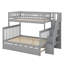 Lit superposé simple au-dessus de double avec gigogne et escalier attaché peu encombrant-705198059