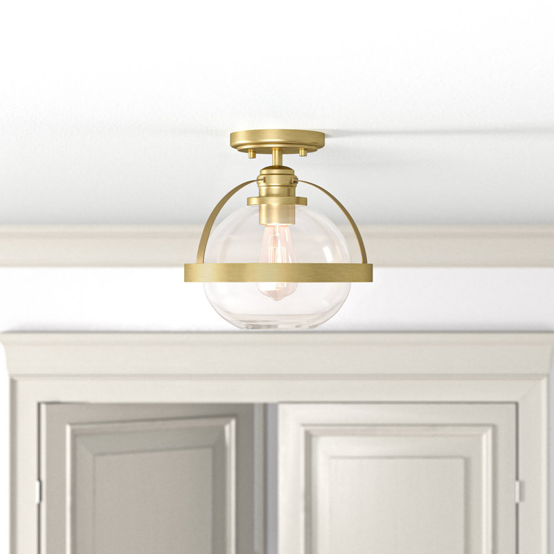 Longmeadow 1 - Light 9.38'' Simple Globe Semi Flush Mount in Warm Brass, Warm Brass