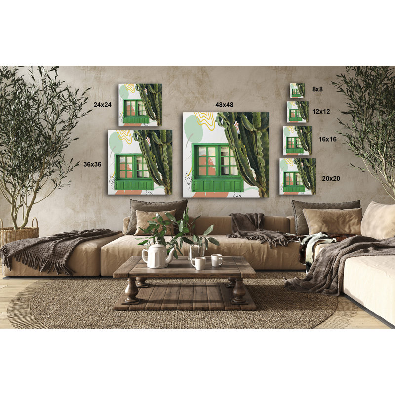 Cactus - reproduction sur toile tendue, H 20 po x l 20 po x P 1,5 po