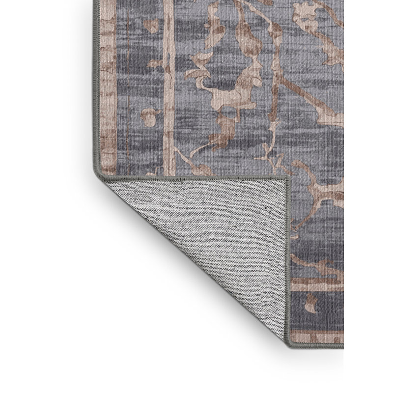 Machine Washable Gray Area Rug, Square 3'
