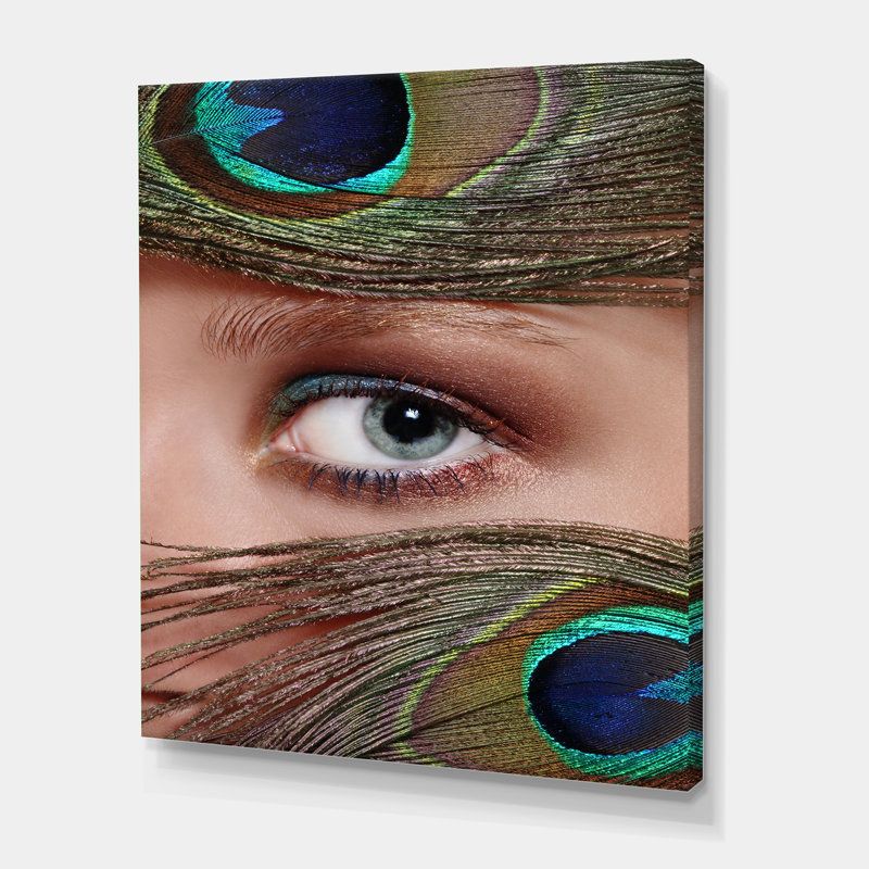 Œil et plumes de paon - Photographie sur toile, H 20 po x l 12 po x P 1po, Toile tendue
