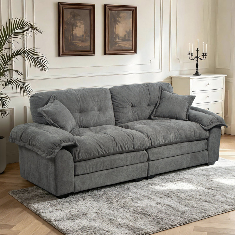 Ensemble de salon avec canapé 3 pièces Modern Chenille Cloud, Gris