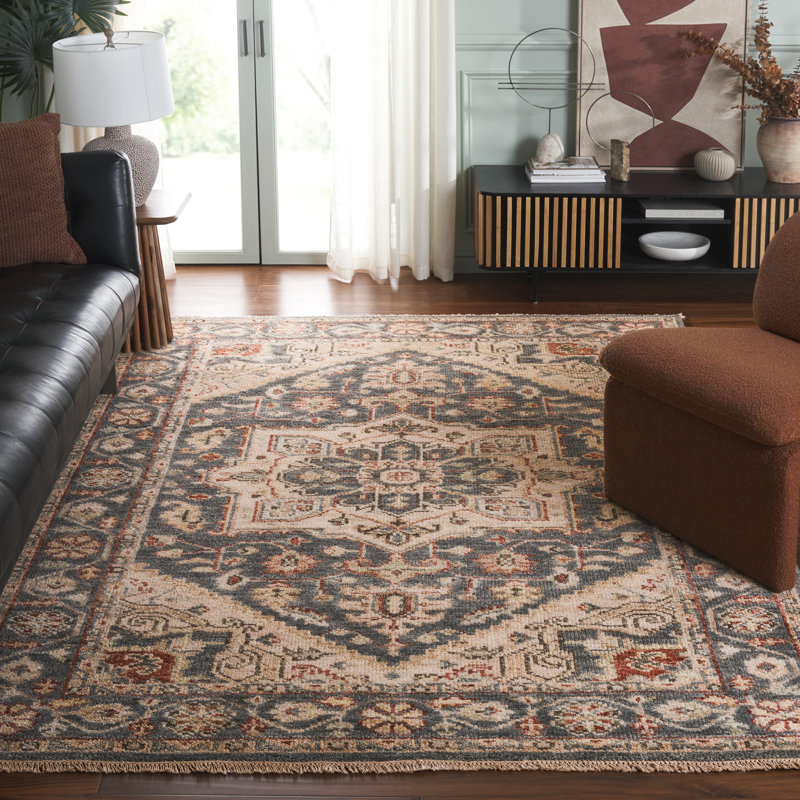 Tapis oriental en laine noué à la main Samarkand, Rectangle 10 pi x 14 pi