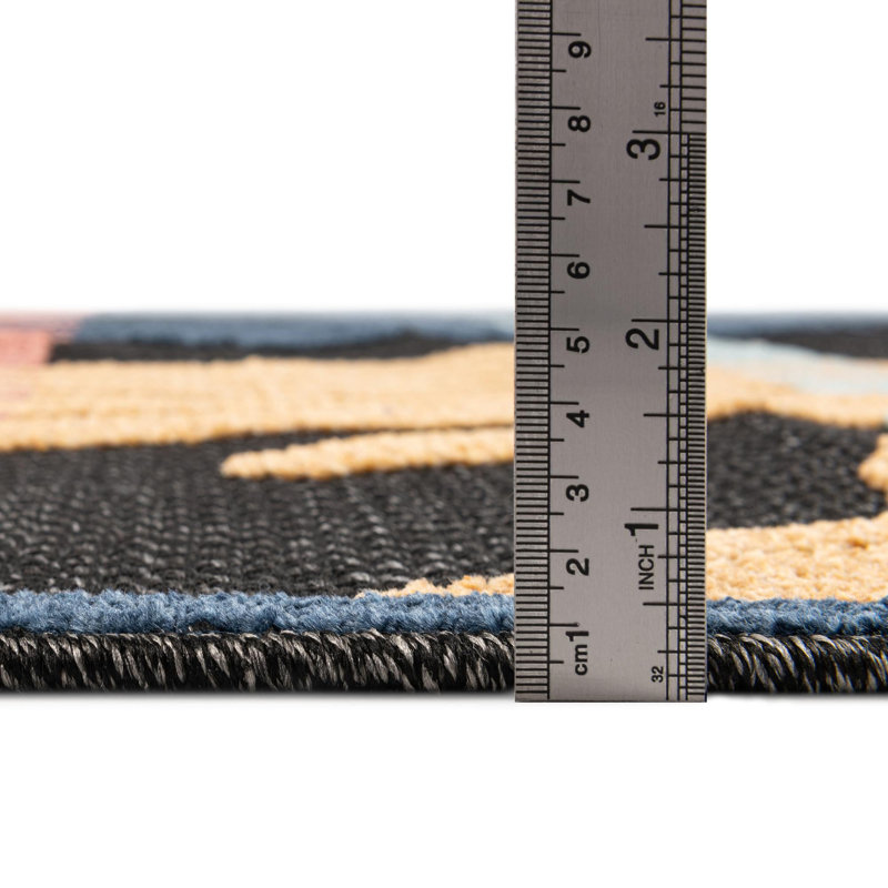Tapis d'intérieur / extérieur en polypropylène tissé à la machine à motif floral bleu / rouge / orange Parley