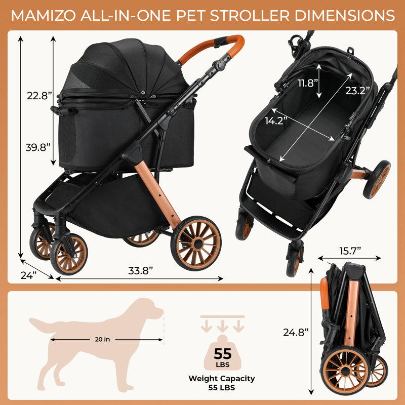 Poussette pour chien Pirecart, Noir