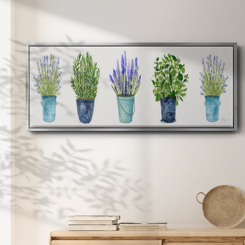 Herbs In A Row- Framed Canvas, 20" H x 50" W