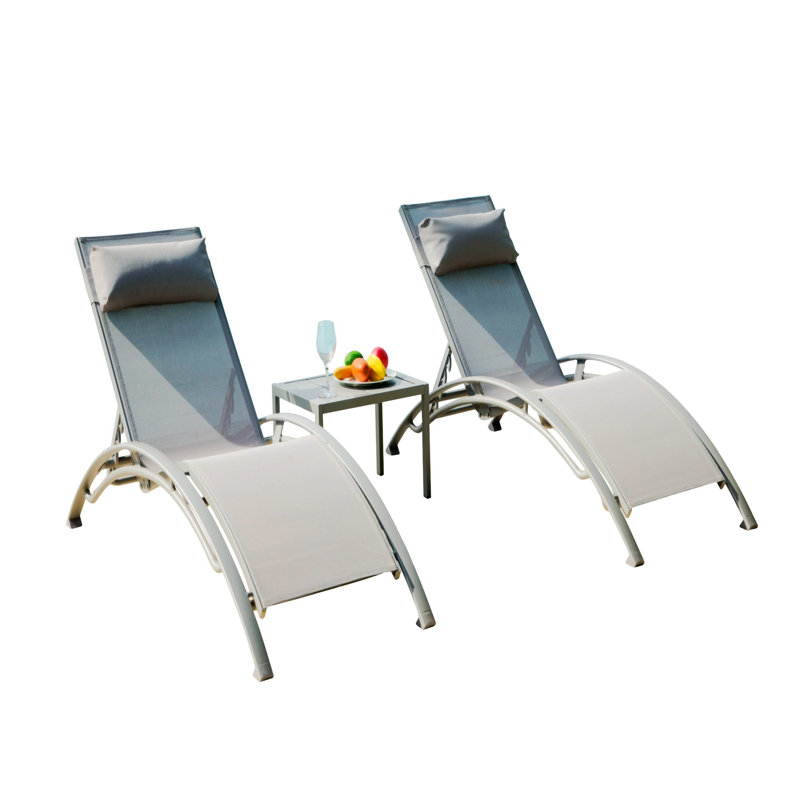 Chaise longue d'extérieur Markhi, Gris