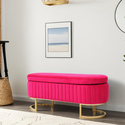 Banc de rangement rembourré en velours