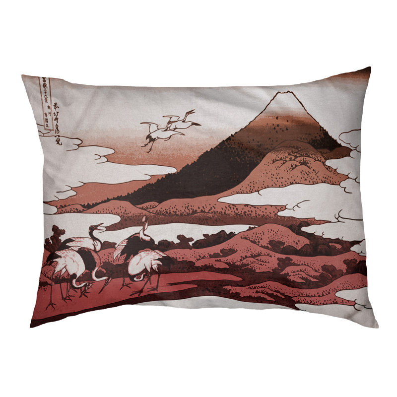 Coussin de concepteur japonais pour grues Burkart, L 42 po x l 52 po, Rouge / brun foncé