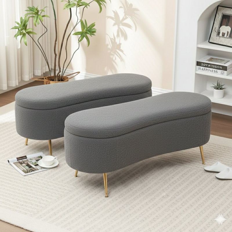 Kaybree Upholstered Storage Bench, Gray