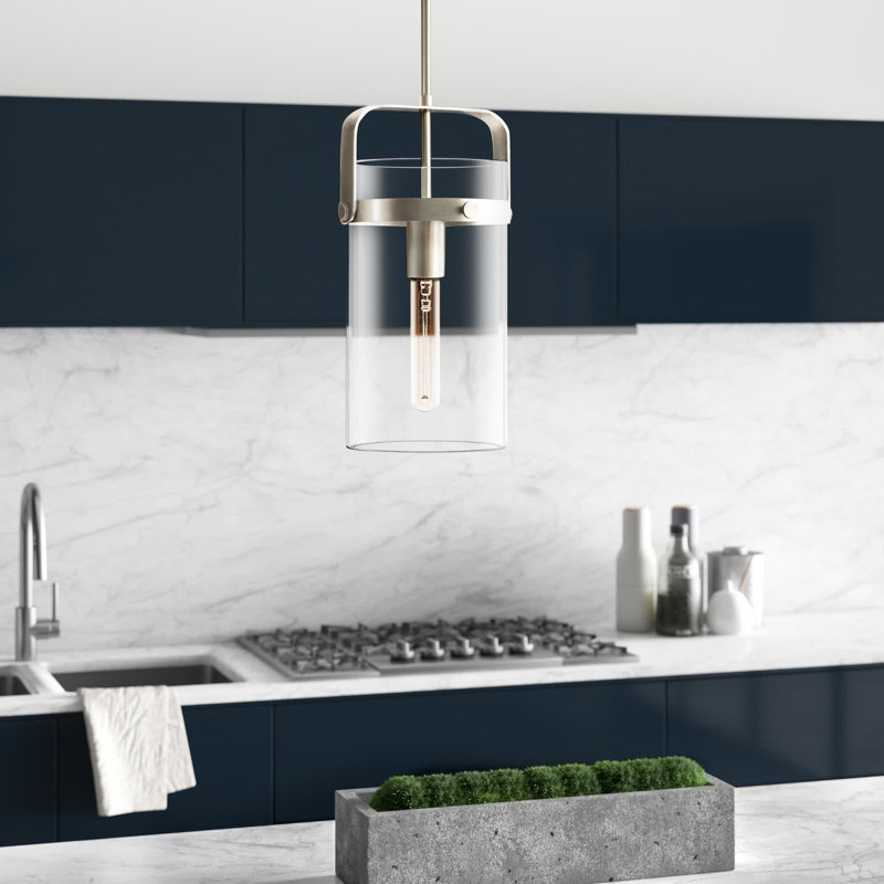 Fenecia 1-Light Dimmable Cylinder Pendant, Brushed Satin Nickel