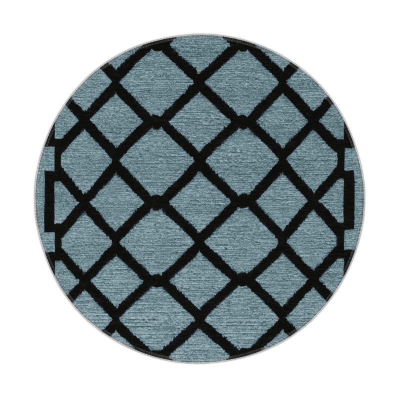 Tapis gris intérieur et extérieur Trellis, Rond 5 pi
