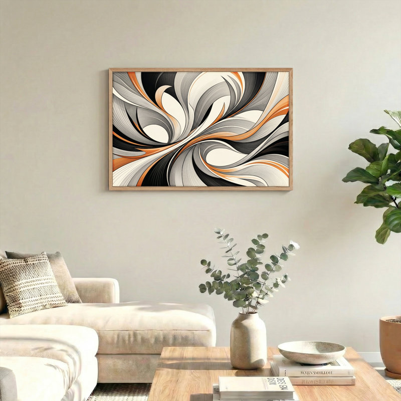 Ensemble de 1 tableau abstrait tourbillonnant sur toile, 28"H x 40"W, Natural