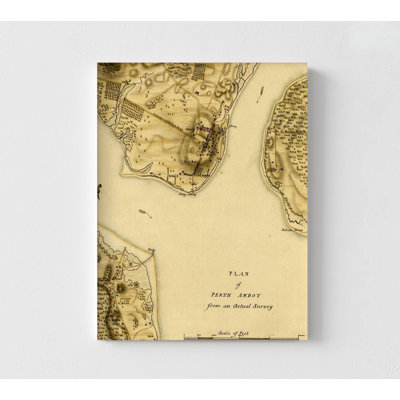 Perth Amboy 1777, Perth Amboy Map Print, Old New Jersey Poster, Office Wall Decor, Wood Frame Old Map Bedroom Decor, Rustic Map Print