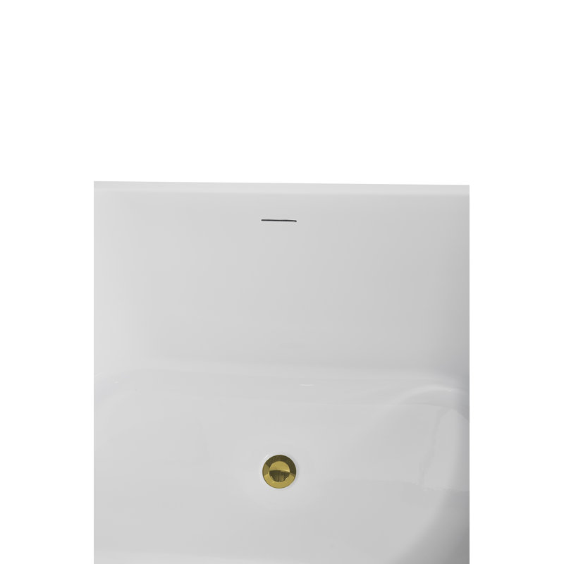 54" Streamline Soaking Freestanding Tub and Tray With Internal Drain, Polished Gold
