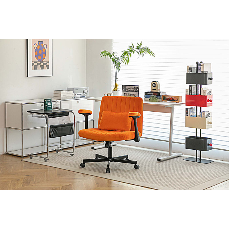 Chaise de bureau moderne avec accoudoirs, chaise de bureau d'ordinateur avec roulettes, Orange