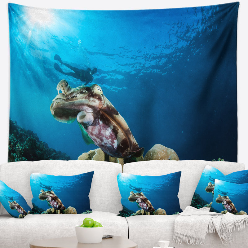 Tapisserie sous-marine seiche Broadclub Seashore, H 32 po x l 39 po