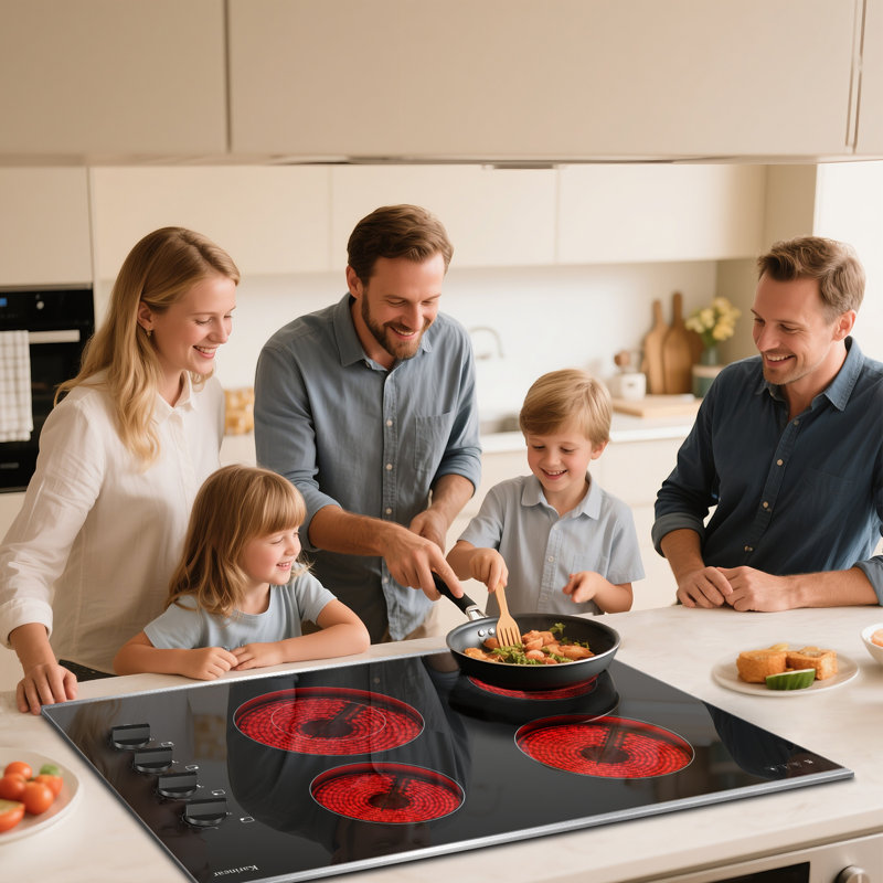 Karinear 30" Black Electric 4 Burner Cooktop