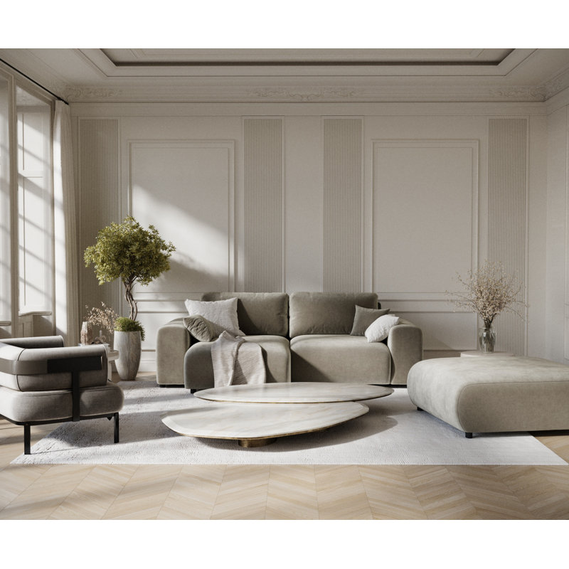 Corner Sofa with square arms, Brown Velvet