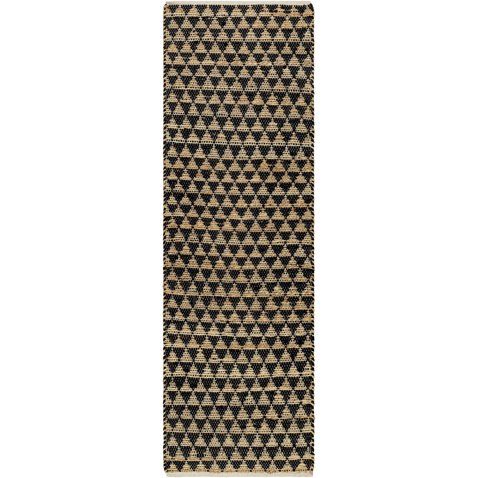 Addy Handmade Black, Brown Rug, Runner 2'6" x 8'