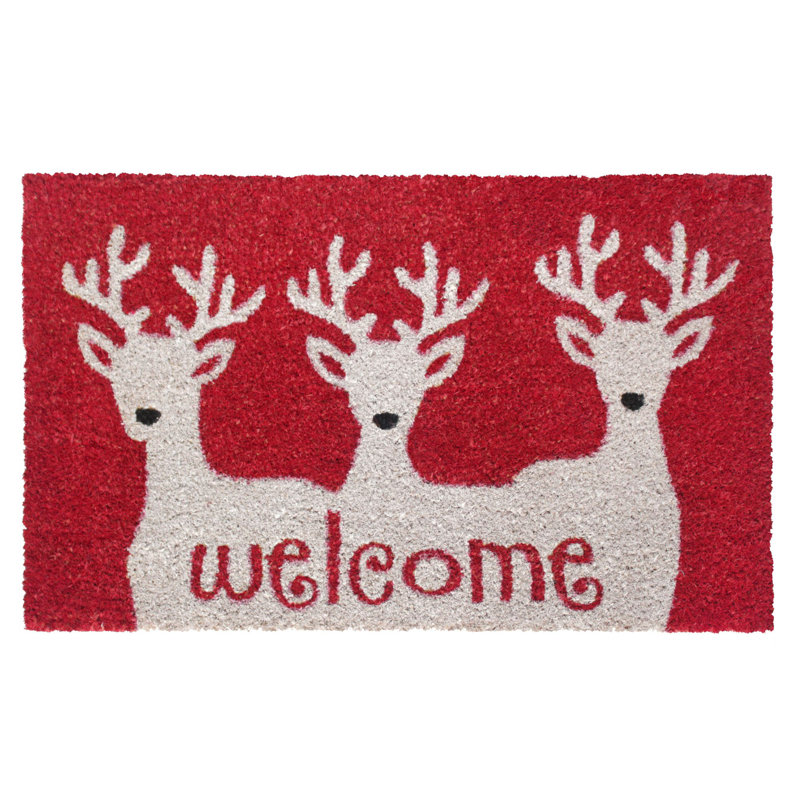 Tapis d'extérieur antidérapant Hok Reindeer Welcome 30 po x 18 po