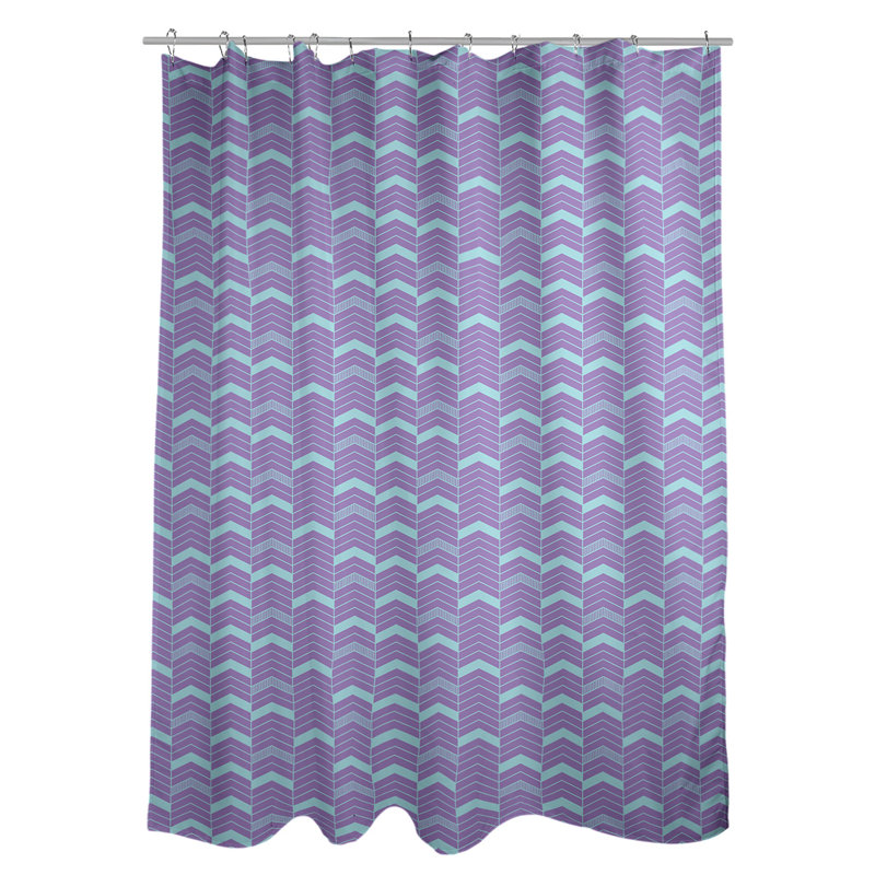 Rideau de douche simple à chevrons, Mauve / bleu sarcelle