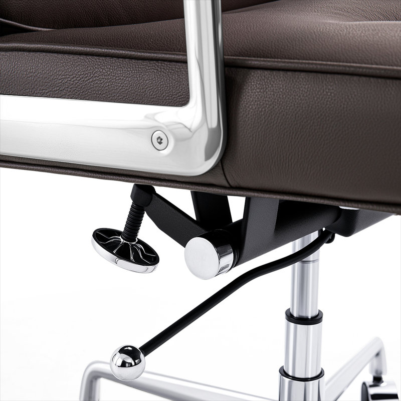 Chaise de bureau en cuir véritable, Brun / Argenté