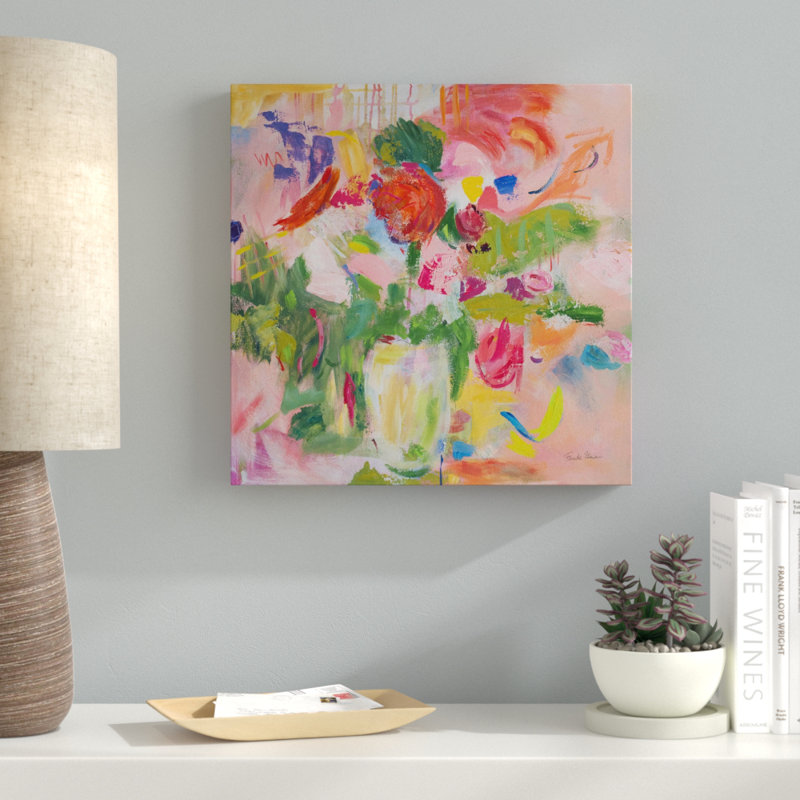 « rose impression », reproduction de peinture à l’acrylique sur toile tendue, H 14 po x l 14 po x P 2 po