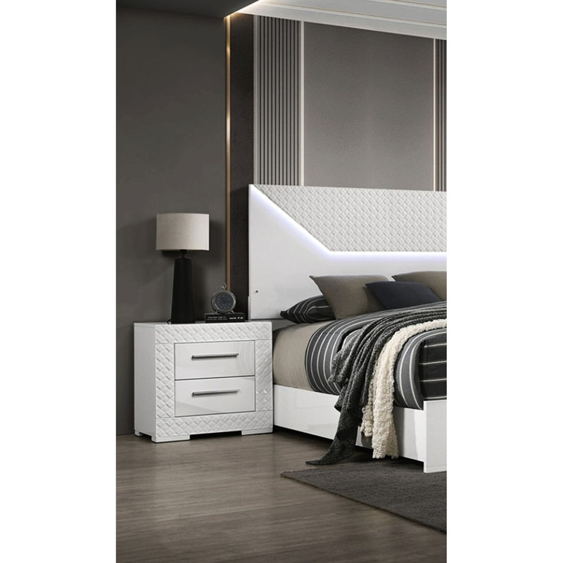 Table de chevet transitionnelle ultrabrillante blanche 1Pc