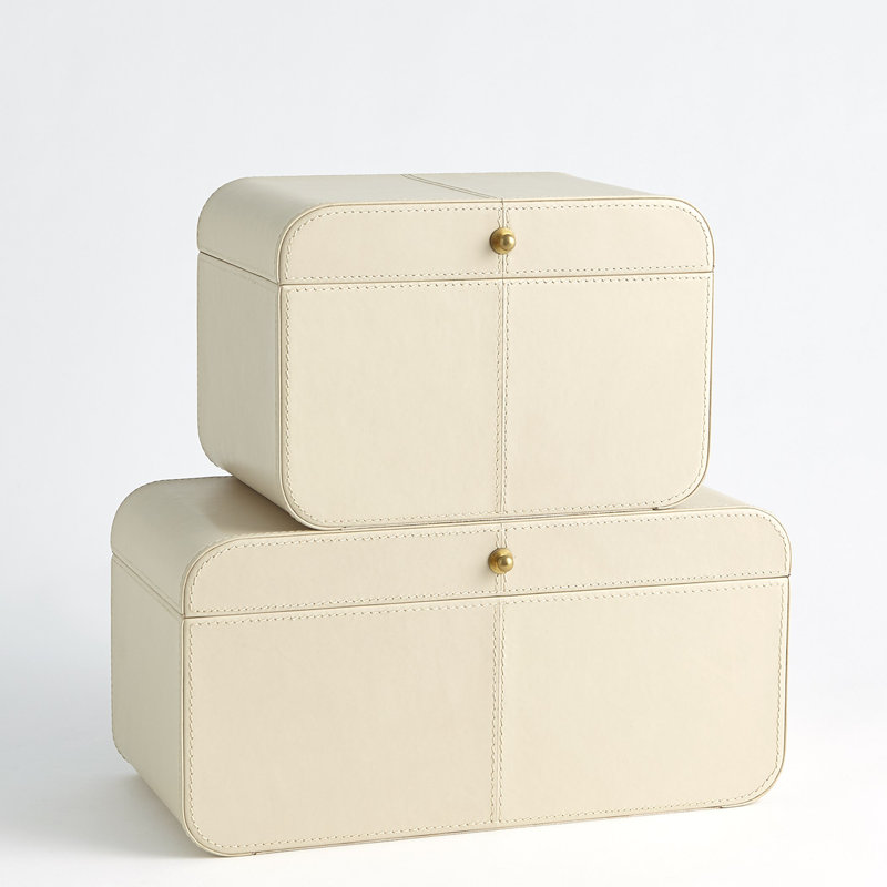 Curved Corner Box-Light Grey-Sm, Ivory, 6.75" H x 9.5" W x 6.75" D