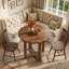 Table de salle à manger ronde de 31,5 pouces avec motif floral sculpté, table de cuisine en bois massif pour 2 à 4 personnes, petite table de salle à manger, appartements, petite place