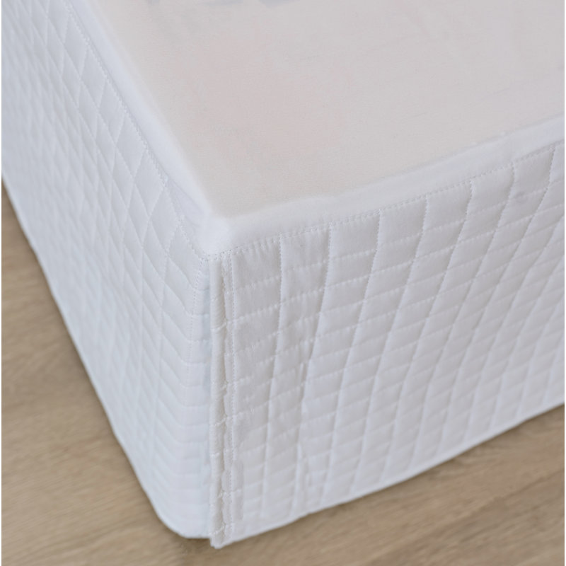 Jupe de lit matelassée 14 "Grid, Blanc, Double