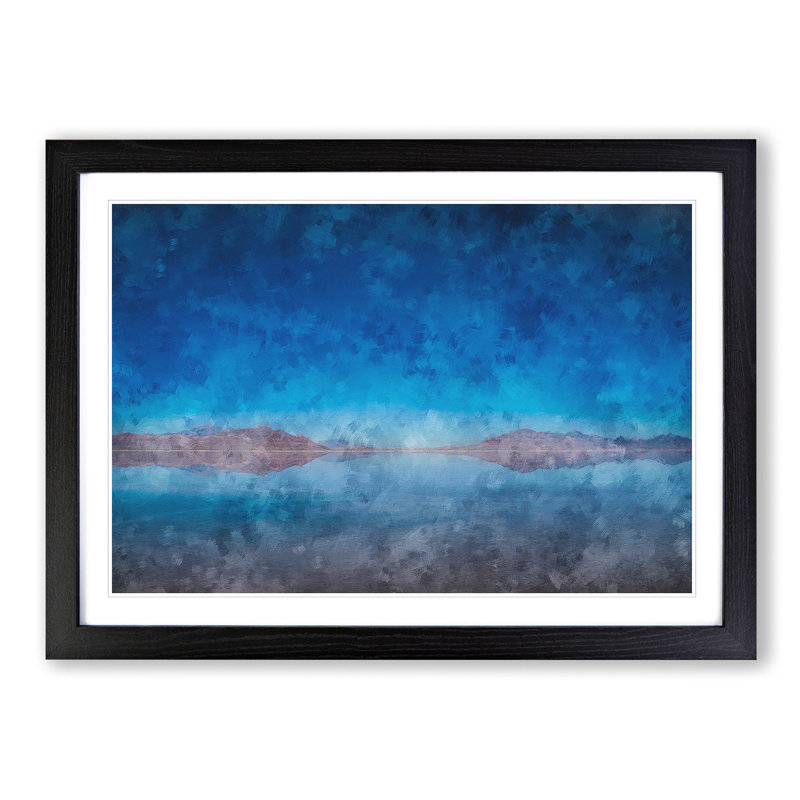 The Great Salt Lake in Utah 1 Piece Single Picture Frame Painting on MDF, 62cm H x 87cm W x 2cm D, Black