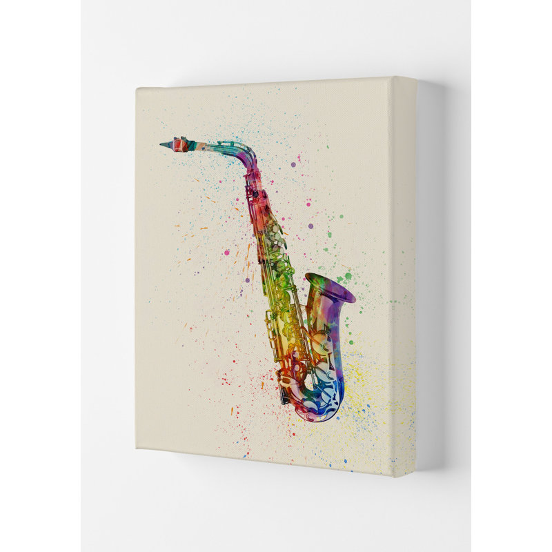 Saxophone by Michael Tompsett - Print, 59.4cm H x 42cm W x 4cm D, Wrapped Canvas