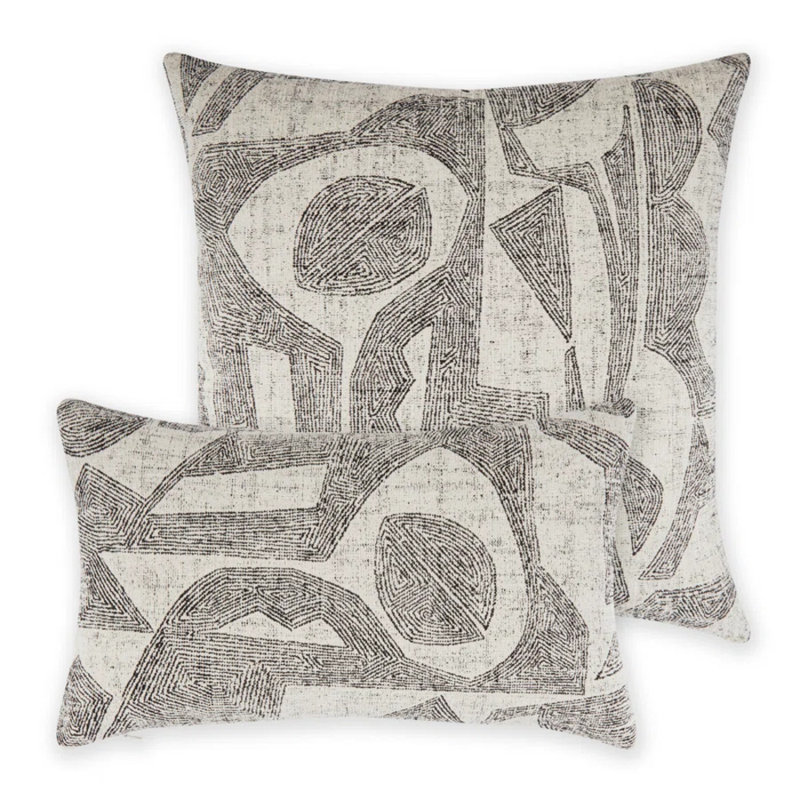 Influence Ebony Indoor & Outdoor Woven Accent Pillow, Gray/Beige, Faux Down