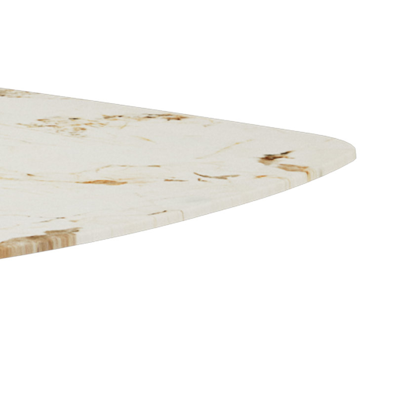 63"X35.4" Luxurious White Marble-Patterned Tempered Glass Dining Table For 4-6 People, Gold
