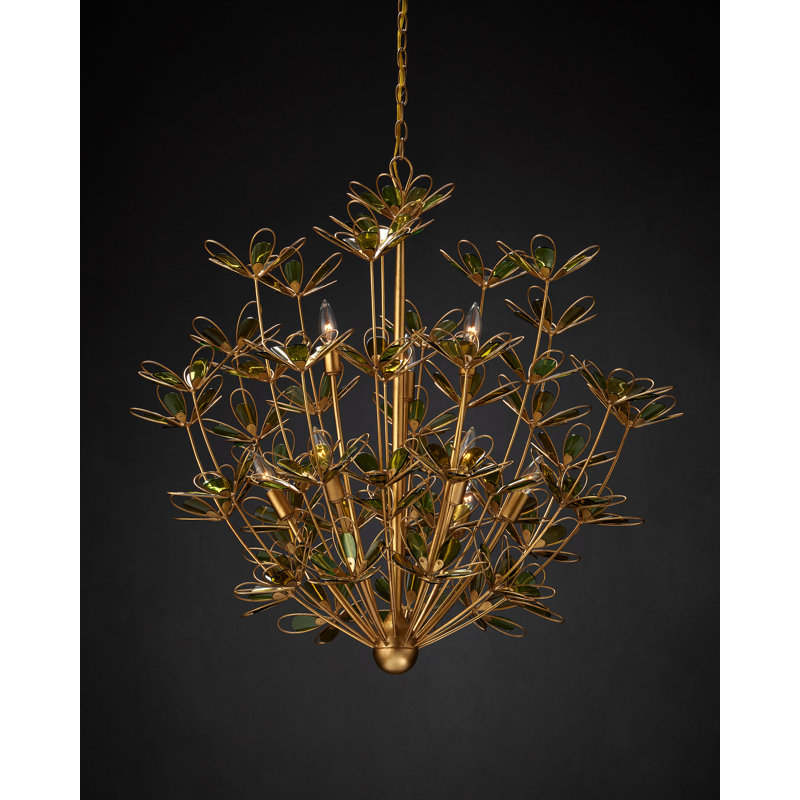 Midsummer 9 - Light Wrought Iron/Glass Chandelier