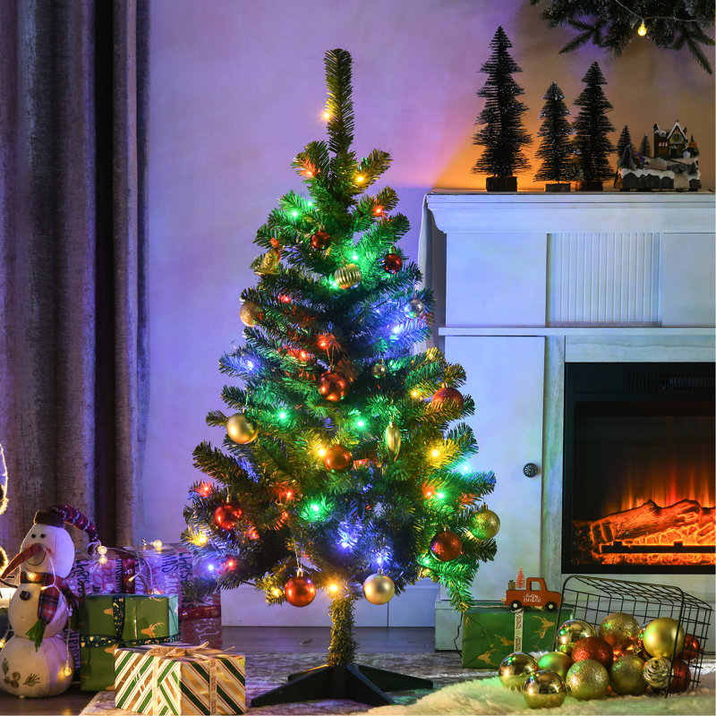 Arbre de Noël artificiel de 4 pi avec 208 branches et lumières DEL colorées