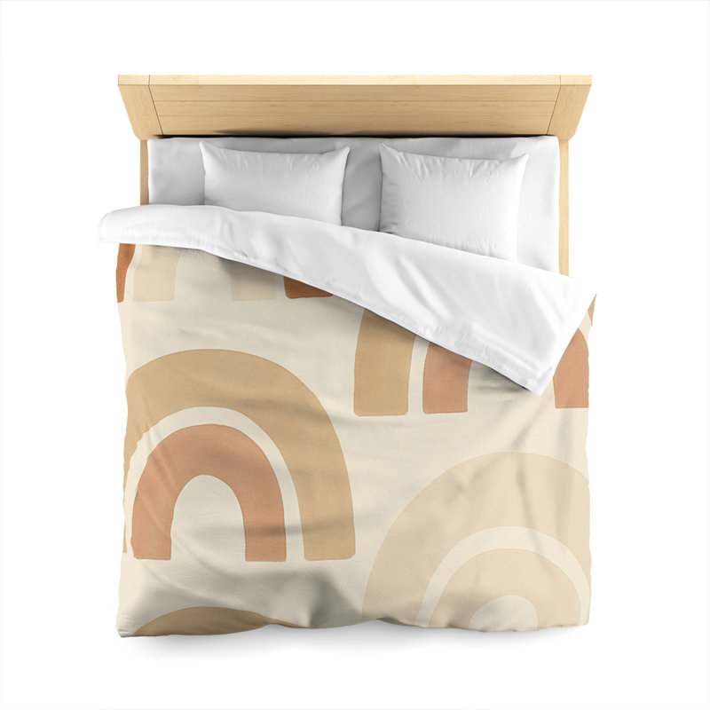 Microfiber Duvet Cover Boho Style, Design 50, Queen Duvet Cover, White