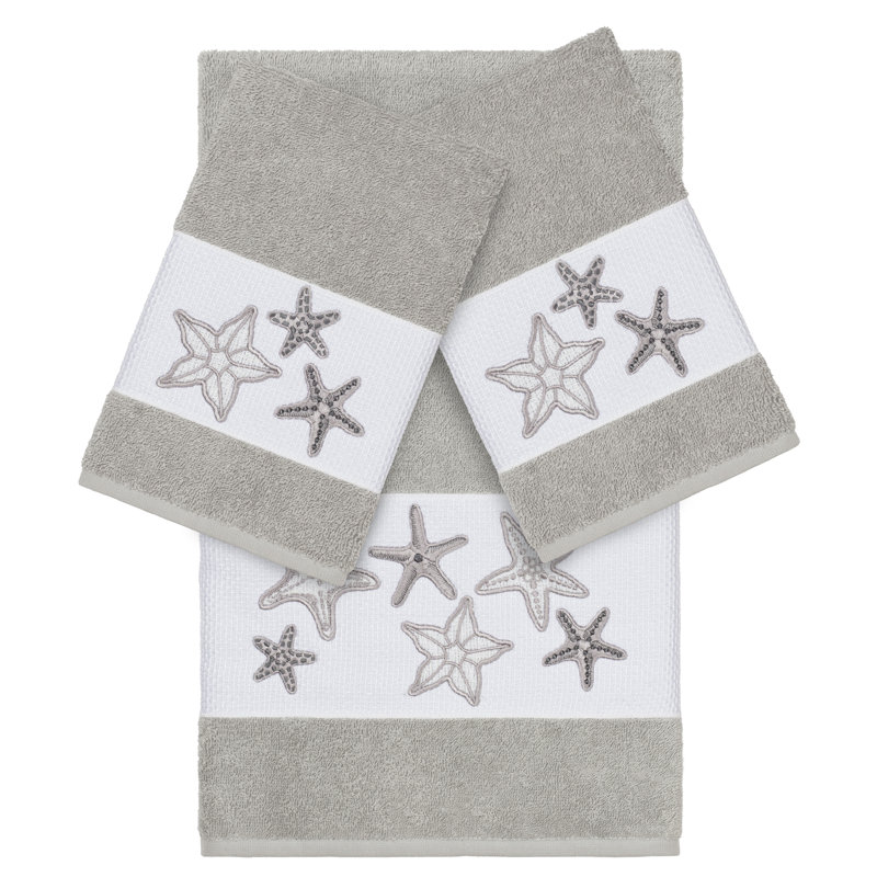 Ensemble de serviettes 3 pièces Lydia, Gris clair, 4 Piece Towel Set (2 Bath Towel, 2 Hand Towels)