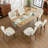20.1" Extra Wide Upholstered Dining Chair, Side Chair with High Wingback, Armless Vanity Chair With Solid Wood Legs For Dining Living Room Vanity Office, Khaki, Set of 6-68710396-68710390