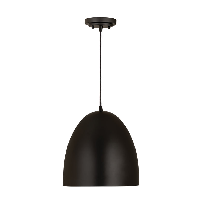 Havertown 1 - Light Single Pendant, 15.5" H x 12" W x 12" D, Black, Matte Black