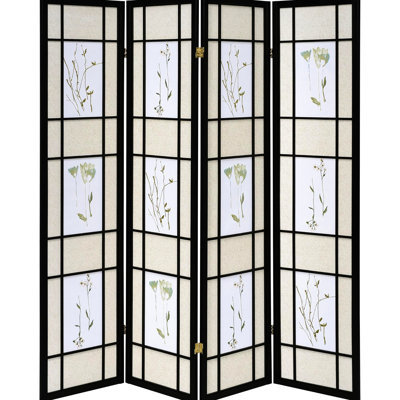4 Floral Privacy Screen - Black Framed For A Private And Elegant Space Stylish Interior