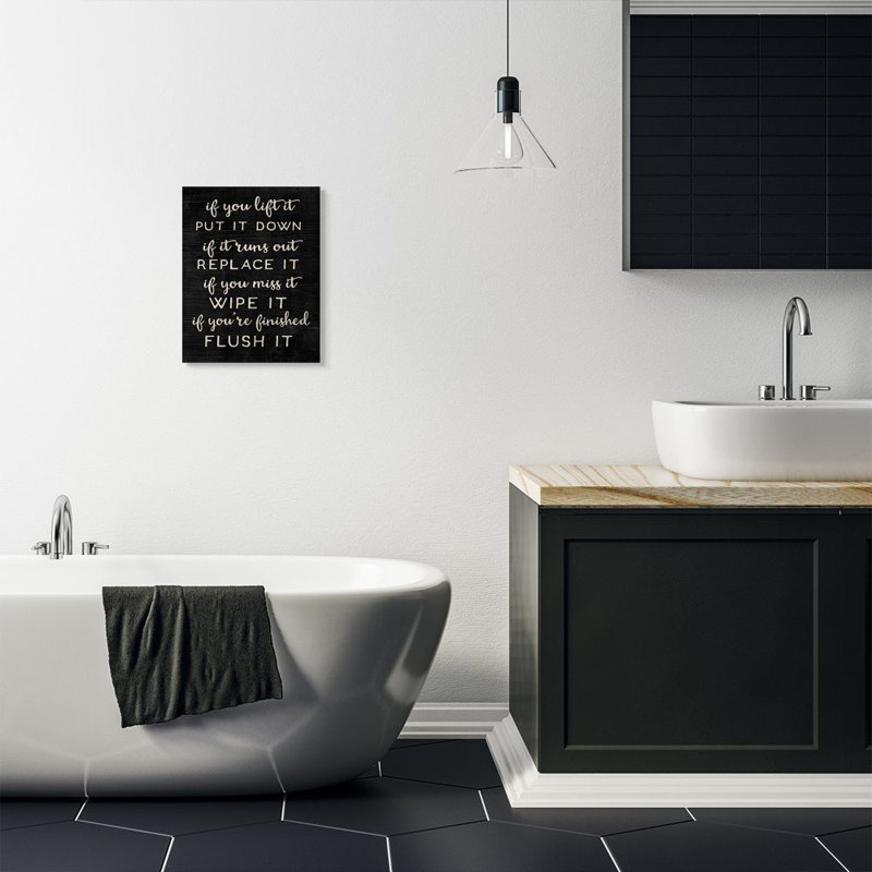 «Put It Down Bathroom Family Texture Texture», reproduction d'art textuel sur toile, Toile tendue
