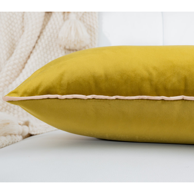 Housse et insert de coussin en velours rectangulaire Rana, Mélange ocre