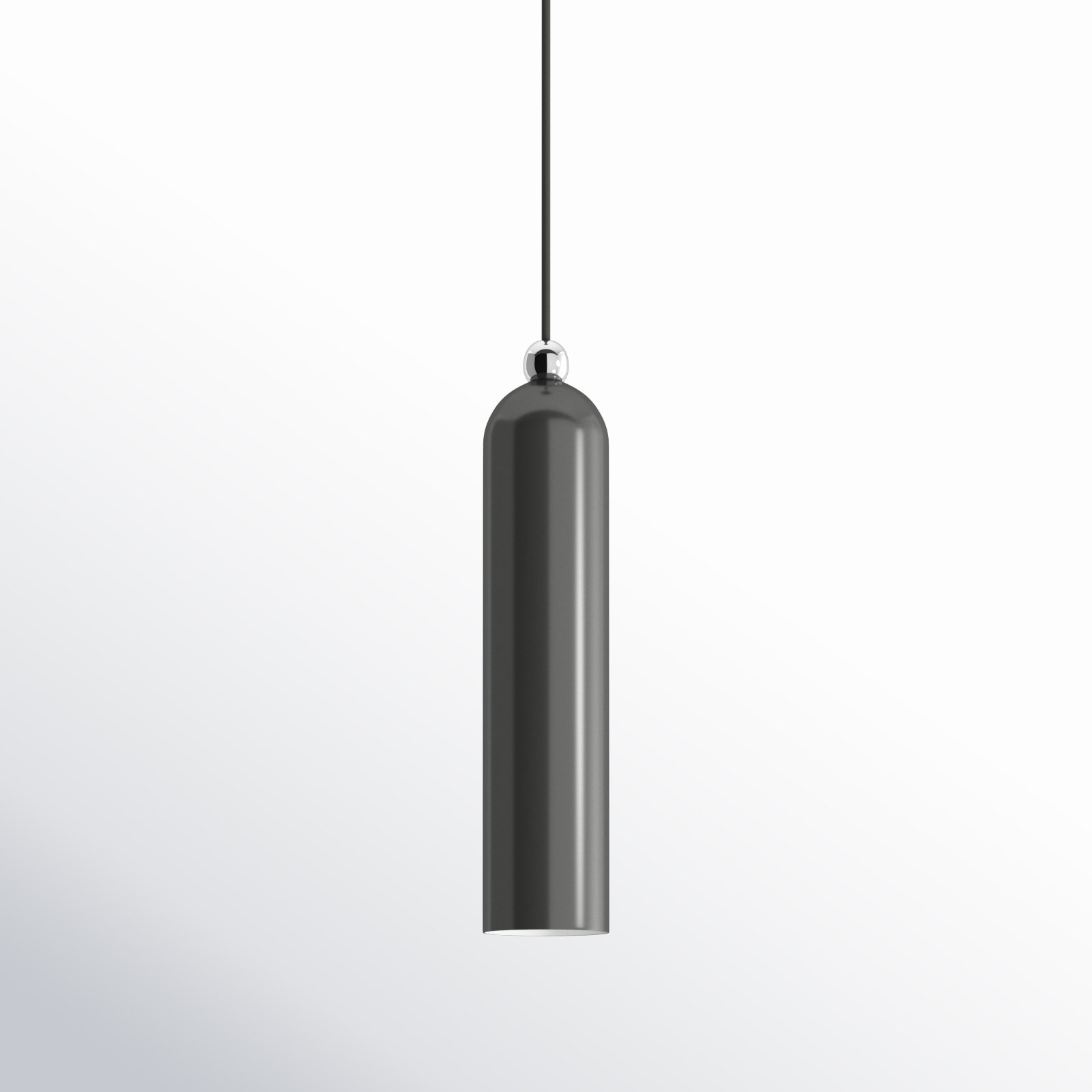 Hanne Dimmable Cylinder Single Light Pendant, Shiny Dark Gray