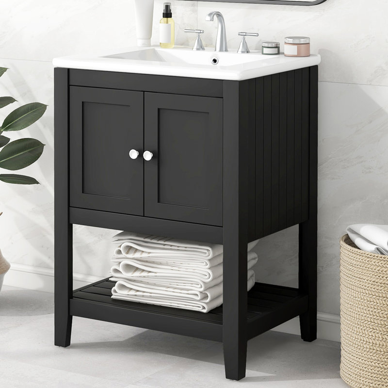 24" Single Bathroom Vanity, Black