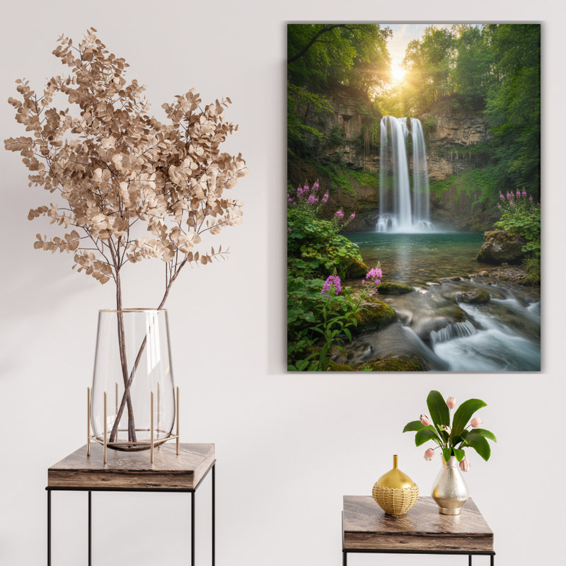 Art mural en verre trempé cascade, 40" H x 30" W