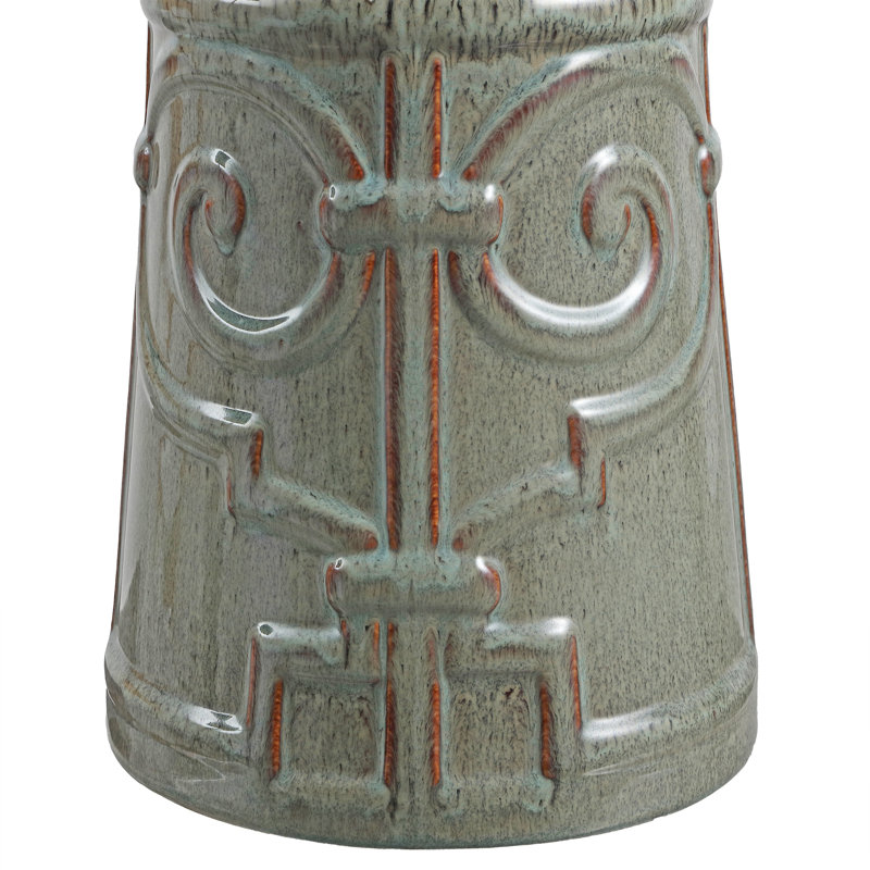 Jayesh Ceramic Accent Stool, Reactive Aqua